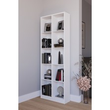 Kzy Mobilya Piramit Kitaplık Çok Amaçlı Kitaplık-Beyaz