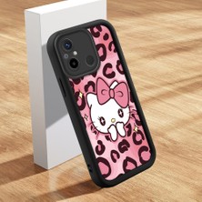 Ucuc Xiaomi Redmi 12C/11A Uyumlu Siyah Silikon Kılıf Leopard Desenli Hello Kitty Darbe Emici Kamera Koruma Kapak