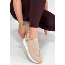 OEY Fashions Renji Bej Triko Bağcıklı Spor Ayakkabı