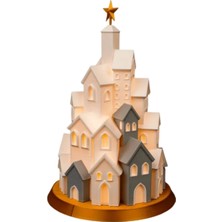 Lounge Dekoratif Kış Evleri 19 cm – LED Mumlu Yılbaşı Gece Lambası