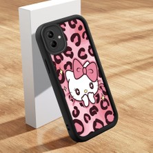 Ucuc Samsung Galaxy A04 Uyumlu Siyah Silikon Kılıf Leopard Desenli Hello Kitty Darbe Emici Kamera Koruma Kapak