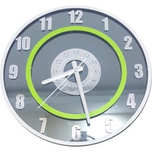 Formiqra Yeni Trend Gümüş Ayna Pleksi Gerçek Ayna Duvar Saati Çap 30CM Gri-Yeşil