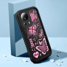 Ucuc Xiaomi 13 Lite Uyumlu Siyah Silikon Kılıf Zarif Kelebek Desenli Darbe Emici Kamera Koruma Kapak