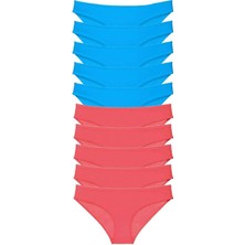 MiraLive 10 Adet Süper Eko Set Likralı Kadın Slip Fuşya Mavi