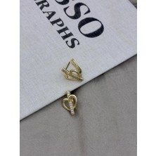 Hedef Bijuteri Gold Renk Içten Geçmeli Kalp Zirkon Taşlı U Form Küpe CM106