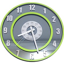 Formiqra Yeni Trend Gümüş Ayna Pleksi Gerçek Ayna Duvar Saati Çap 40CM Yeşil-Yeşil