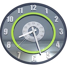 Formiqra Yeni Trend Gümüş Ayna Pleksi Gerçek Ayna Duvar Saati Çap 40CM Siyah-Yeşil