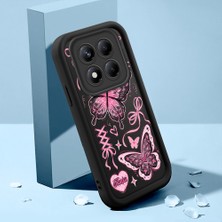 Ucuc Xiaomi Redmi Note 14 Pro 4g Uyumlu Siyah Silikon Kılıf Zarif Kelebek Desenli Darbe Emici Kamera Koruma Kapak