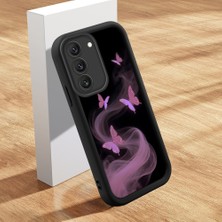 Ucuc Samsung Galaxy S22 Uyumlu Siyah Silikon Kılıf Zarif Kelebek Desenli Darbe Emici Kamera Koruma Kapak