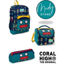 Coral High Lacivert Çivit Robot Desenli 3’lü Okul Çanta Seti