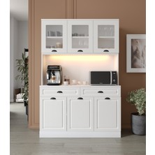 GuneyStore Luna Kahve Köşesi - 140 cm Mdf Mutfak Dolabı - LED Aydınlatmalı