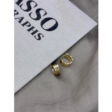 Hedef Bijuteri Gold Renk Basıc Örgü Model Kalın Halka Küpe CM158