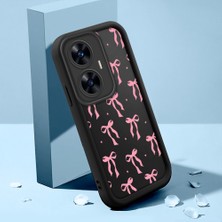 Ucuc Realme C55 Uyumlu Siyah Silikon Kılıf Güzel Kurdele Desenli Darbe Emici Kamera Koruma Kapak