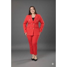 ModaSehle Kadın Dokuma Atlas Kumaş Pantolon Ceket Takım Elbise