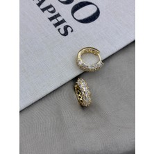 Hedef Bijuteri Gold Renk Dikdörtgen Baget Model Zirkon Taşlı Halkaküpe CM137