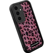 Ucuc Samsung Galaxy S24 Fe Uyumlu Siyah Silikon Kılıf Leopard Desenli Hello Kitty Darbe Emici Kamera Koruma Kapak