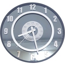 Formiqra Yeni Trend Gümüş Ayna Pleksi Gerçek Ayna Duvar Saati Çap 40CM Siyah-Gri