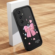 Ucuc Samsung Galaxy A25 Uyumlu Siyah Silikon Kılıf Güzel Kurdele Desenli Darbe Emici Kamera Koruma Kapak