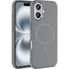 Paladyum Case iPhone 16 Uyumlu Magsafe Özellikli Yumuşak Gri Silikon Edi Kapak