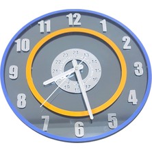 Formiqra Yeni Trend Gümüş Ayna Pleksi Gerçek Ayna Duvar Saati Çap 35CM Mavi-Turuncu