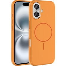 Paladyum Case iPhone 16 Uyumlu Magsafe Özellikli Yumuşak Turuncu Silikon Edi Kapak