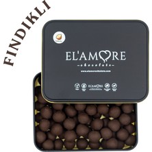 Elamore Şeker Ilavesiz, Glütensiz, Vegan Fındıklı Bitter Çikolata - Küçük Kare Metal Kutu, 150 gr