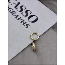 Hedef Bijuteri Gold Renk Minimal Taş Detaylı Halka Küpe CM183