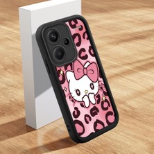 Ucuc Xiaomi Redmi Note 13 Pro Plus 5g Uyumlu Siyah Silikon Kılıf Leopard Desenli Hello Kitty Darbe Emici Kamera Koruma Kapak