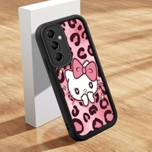 Ucuc Samsung Galaxy M14 5g Uyumlu Siyah Silikon Kılıf Leopard Desenli Hello Kitty Darbe Emici Kamera Koruma Kapak