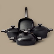 Gigilli Fabel 7 Parça Titanyum Tencere ve Tava Seti Siyah