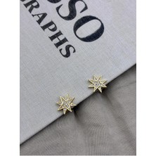 Hedef Bijuteri Gold Renk Zirkon Taşlı Kuzen Yıldızı Model Küpe CM123