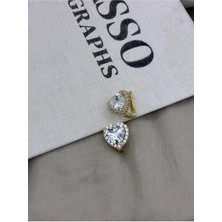 Hedef Bijuteri Gold Renk Zirkon Taşlı Kalp Model KÜPECM110