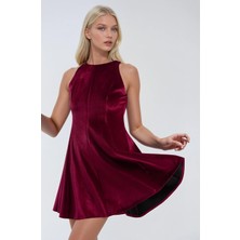 Lijuri Sıfır Kol Kadife Kloş Elbise 2001