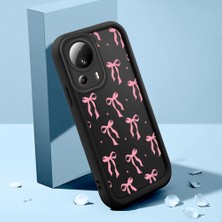 Ucuc Xiaomi 13 Lite Uyumlu Siyah Silikon Kılıf Güzel Kurdele Desenli Darbe Emici Kamera Koruma Kapak
