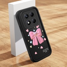 Ucuc Xiaomi Redmi Note 14 Pro 4g Uyumlu Siyah Silikon Kılıf Güzel Kurdele Desenli Darbe Emici Kamera Koruma Kapak