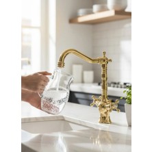 İsaoğlu Yapı Eviye Bataryası Gold Klasik Tasarım Armatür Pirinç Materyal Rustik Mutfak Bataryası