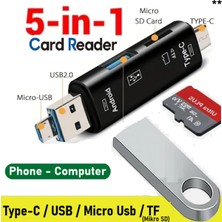 Anktek 5'i 1 Arada Usb/micro Usb/type C Çıkışlı Micro Sd Kart Okuyucu Otg Çevirici