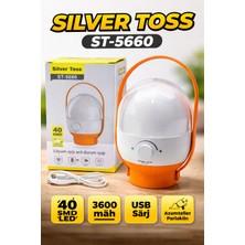 farissu Silver Toss ST-5660 Büyük Boy 40 Smd LED Acil Durum Lambası 3600 Mah USB Şarjlı Ayarlanabilir Işık