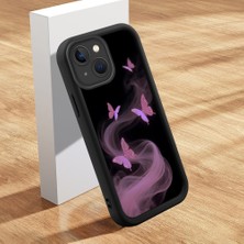 Ucuc iPhone 13 Uyumlu Siyah Silikon Kılıf Zarif Kelebek Desenli Darbe Emici Kamera Koruma Kapak