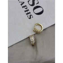 Hedef Bijuteri Gold Renk Zirkon Taşlı Zikzak Model Halka Küpe CM107