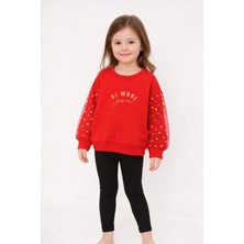 Wanex Kırmızı Kız Çocuk Tül Kol Detaylı Uzun Kollu Sweatshirt