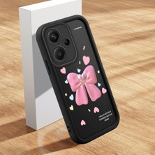 Ucuc Xiaomi Redmi Note 13 Pro Plus 5g Uyumlu Siyah Silikon Kılıf Güzel Kurdele Desenli Darbe Emici Kamera Koruma Kapak
