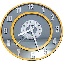 Formiqra Yeni Trend Gümüş Ayna Pleksi Gerçek Ayna Duvar Saati Çap 30CM Turuncu-Turuncu