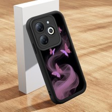 Ucuc Infinix Smart 8/smart 8 Pro Uyumlu Siyah Silikon Kılıf Zarif Kelebek Desenli Darbe Emici Kamera Koruma Kapak