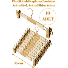 Manken İstanbul 10 Adet Plastik Gold Kaplama Pantolon Askısı Etek Askısı Elbise Askısı
