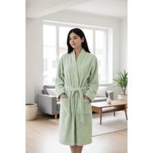 Türkühome Kadın Pamuklu Bornoz – Yumuşak Dokulu, Kuşaklı, Kapüşonsuz, Düz Renk Banyo Bornozu