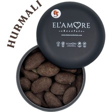 Elamore Şeker İlavesiz, Glütensiz, Vegan Hurmalı Bitter Çikolata - Siyah Yuvarlak Metal Kutu, 150 gr