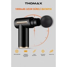 Thomax Profesyonel Şarjlı Darbeli Masaj Tabancası Masaj Aleti 4 Başlıklı 6 Kademe Tüm Vücut