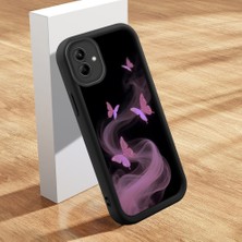 Ucuc Samsung Galaxy A04 Uyumlu Siyah Silikon Kılıf Zarif Kelebek Desenli Darbe Emici Kamera Koruma Kapak
