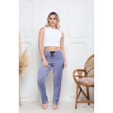 Pazarcan Kadife Pijama Altı Üstüne Siyah Pontiye Desenli Q7013